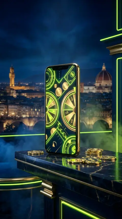 Gioco da smartphone sulla terrazza